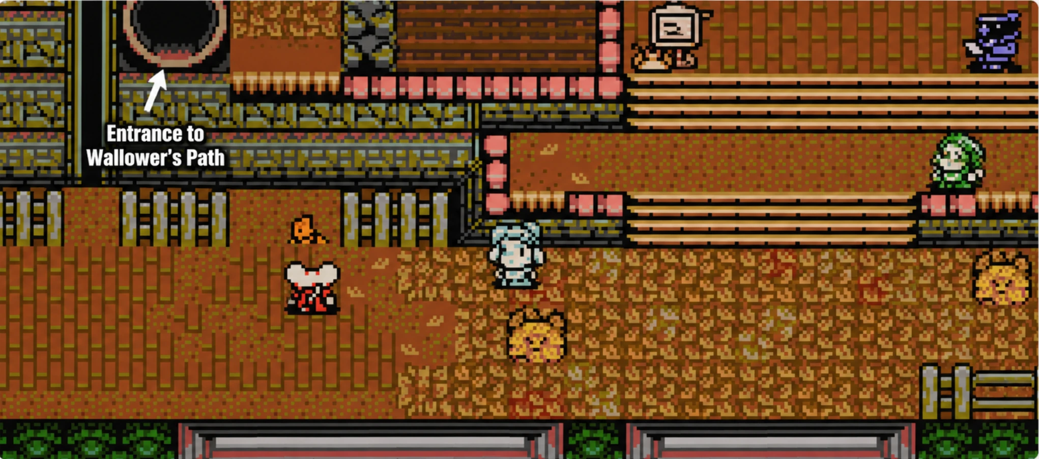 Wallower's Path entrance screenshot showing where exploration Trinkets start to matter in Mina the Hollower